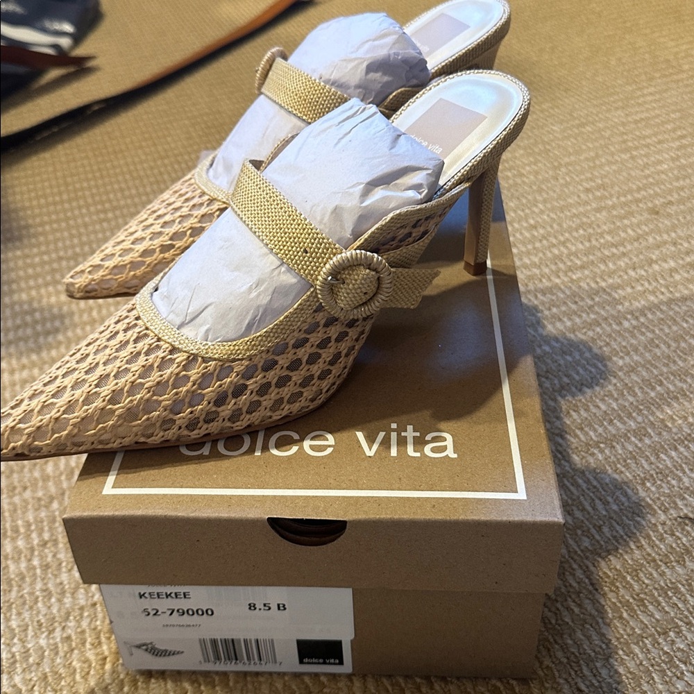 Dolce Vita Tan Woven Heeled Mules